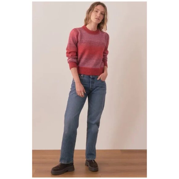 Marine Layer | Ayla Ombré Stripe Puff Sleeve Sweater - Picture 2 of 14